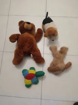Lote 4 peluches: orso, cane, tartaruga