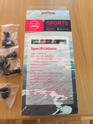 Cámara video deportiva con funda impermeable