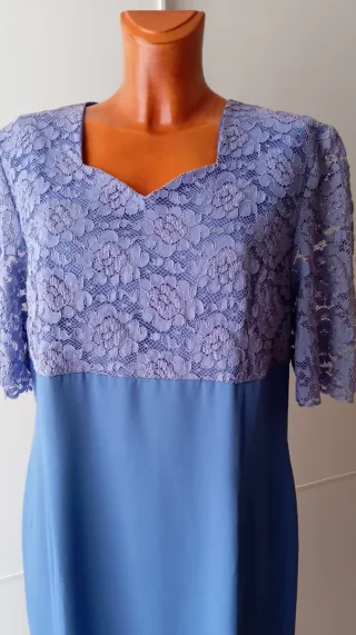 Vestido vintage fiesta azul y lila. Encaje. Nuevo