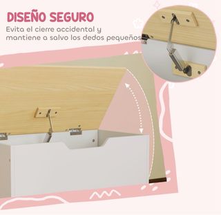 Baúl de Juguetes Blanco con Tapa de Madera