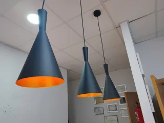 Lámparas de Techo Negras con Interior Dorado (2uds