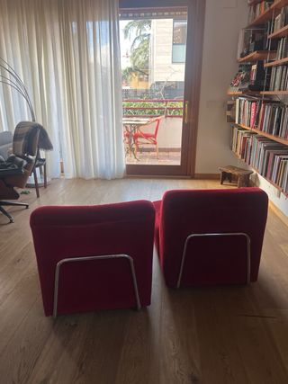 2 Butacas Terciopelo Rojo Estructura Tubular