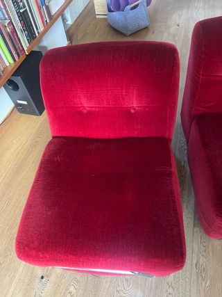 2 Butacas Terciopelo Rojo Estructura Tubular