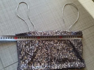 Top Zara paillettes argento taglia unica