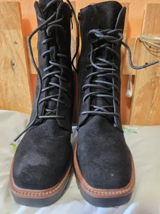 Botines plataforma negros cremallera trenzado