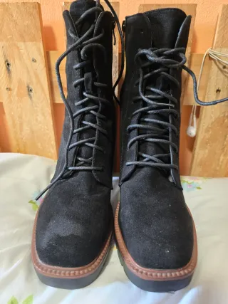 Botines plataforma negros cremallera trenzado