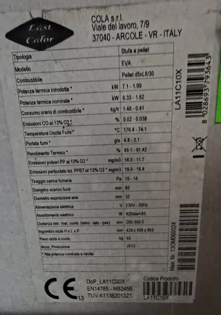 Estufa Pellets Last Calor Eva 6.3 Kw