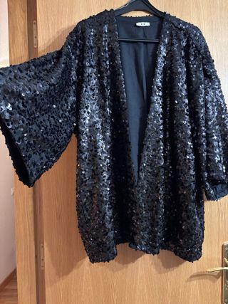 Kimono lentejuelas negro