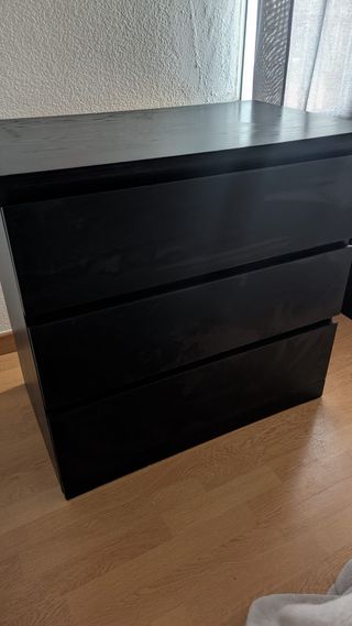Cajonera Malm Ikea Negra 3 Cajones
