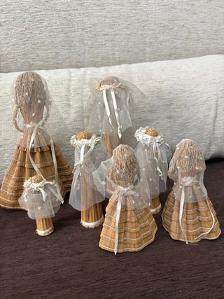Muñecas de paja vestidas de novia (7 uds)