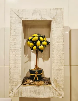 2 Cuadros relieve árbol naranjo limonero