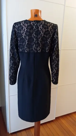 Vestido vintage fiesta negro encaje.