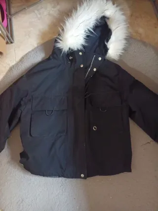 Chaquetón Bershka Negro Talla XS Mujer con gorro