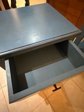 Mesitas de noche madera maciza azul plomo