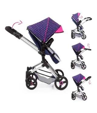 Carrito de muñecas azul y rosa