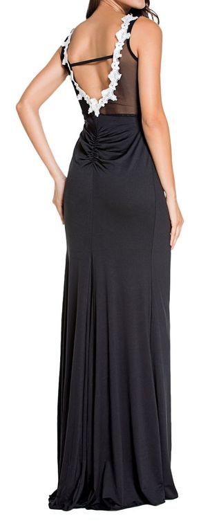 Vestido Largo Negro y Dorado con Lentejuelas