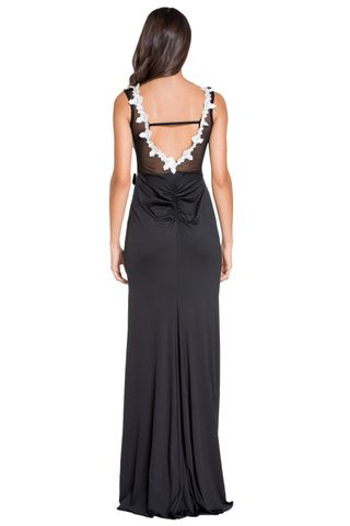 Vestido Largo Negro y Dorado con Lentejuelas