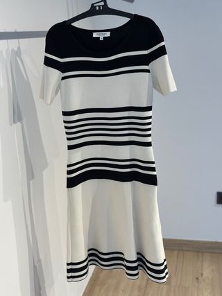Vestido Morgan Rayas Blanco y Negro Talla M