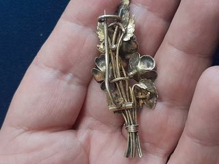 Spilla Fiori Argento Dorato '800