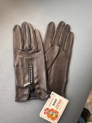 Guantes de Piel Basa Swarovski Negros