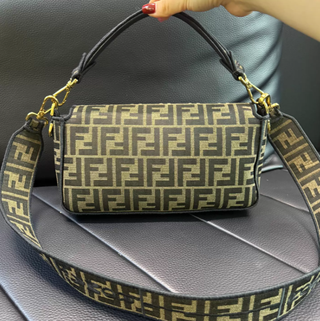 Bolso Hombro Fendi Zucca Marrón y Dorado