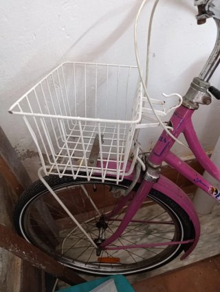 Bicicleta Antigua Rosa y Blanca