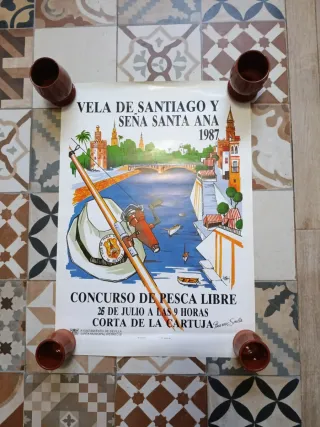 Cartel Velá de Triana 1987 Pesca Libre