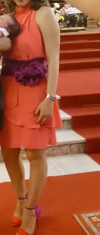 Vestido coral  y morado talla M