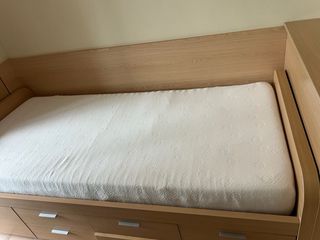 Cama nido 90x200 cm con cajones + colchón