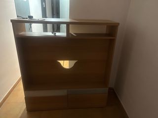 Mueble TV madera y cristal