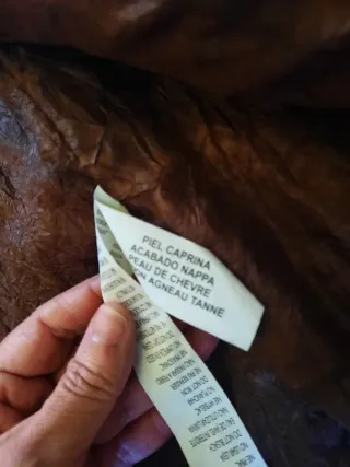 Chaqueta de piel auténtica marrón