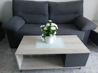 Sofa new dark-grey for 2 or 3 people +coffee table