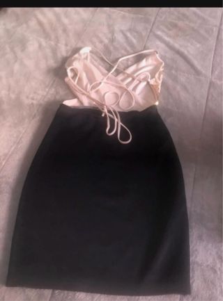 Vestido de fiesta lentejuelas oro y negro