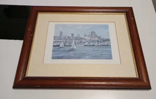 Litografía acuarela firmada Inge claussen