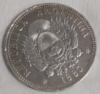 Moneda 50 Céntimos Argentina Plata 1883