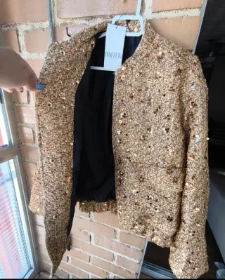 Chaqueta Indefir L Dorada Lentejuelas