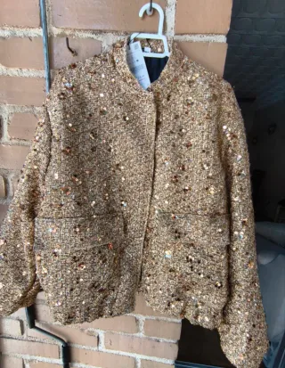 Chaqueta Indefir L Dorada Lentejuelas