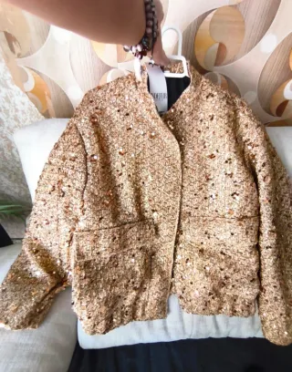 Chaqueta Indefir L Dorada Lentejuelas