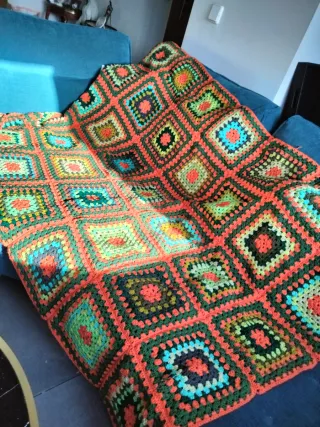 Colcha ganchillo granny squares multicolor