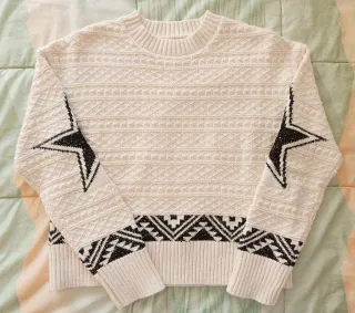 Jersey beige con estrellas y cenefa