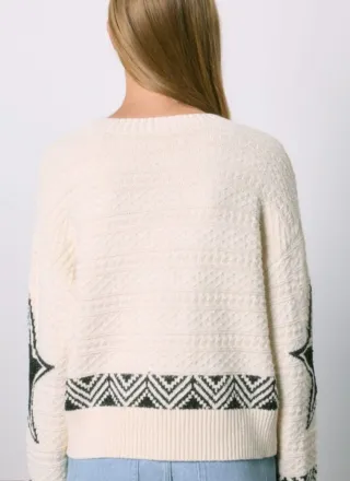 Jersey beige con estrellas y cenefa