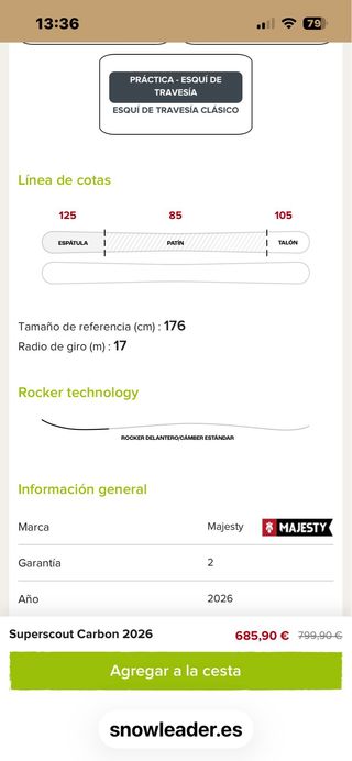 Sci da sci di fondo Majesty Super Scout Carbon