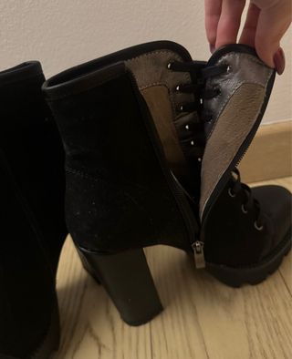 stivali chunky/gothic neri stringati tacco - N.36