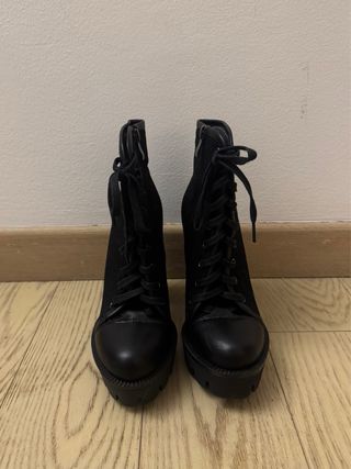 stivali chunky/gothic neri stringati tacco - N.36