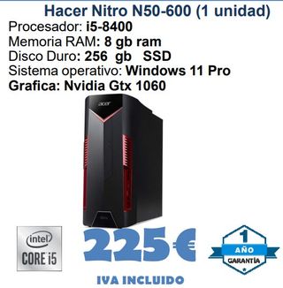 Acer Nitro N50-600 i5-8400 8GB RAM 256GB SSD GTX 1