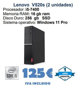 Lenovo V520s PC Intel i5-7400 16GB RAM 256GB SSD