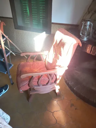 Sofá vintage tela y madera