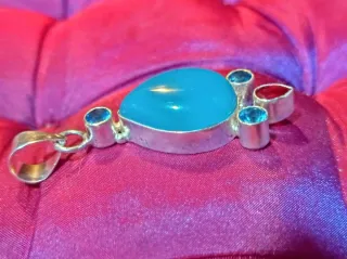 Colgante Calcedonia Azul,Topacio cuarzo rojo Checo