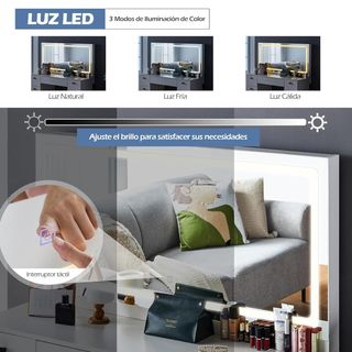 Tocador blanco con taburete y escritorio