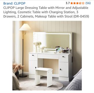 Tocador blanco con taburete y escritorio